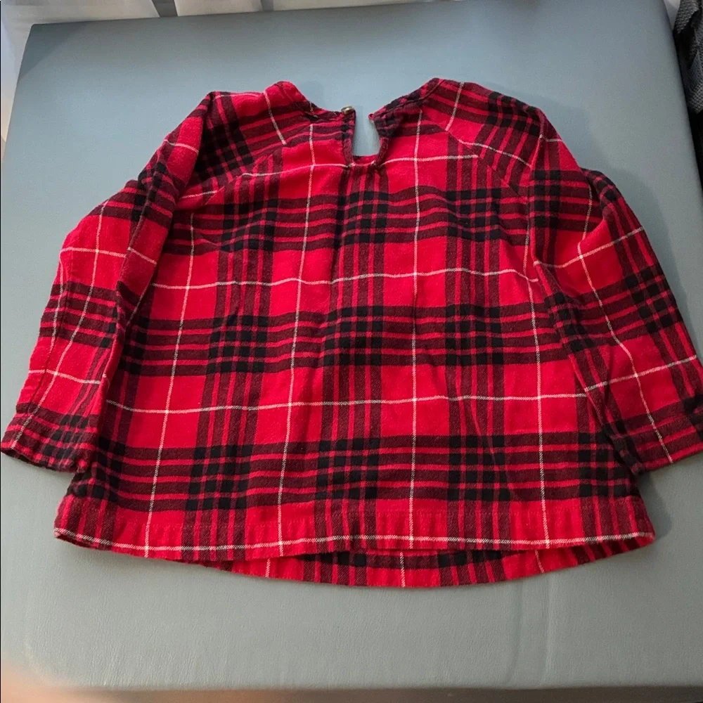 Hanna Andersson Girls 4T Red and Black Plaid Shirt